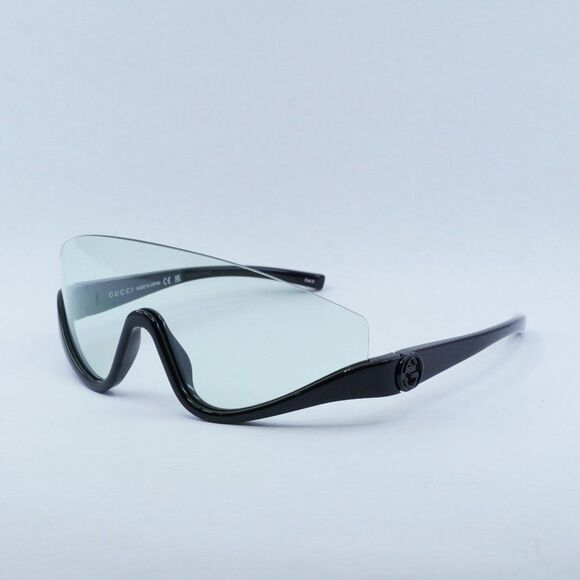 NEW GUCCI GG1650S 005 SHINY BLACK GREEN SUNGLASSES - Picture 1 of 11